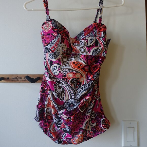 Christina tankini twist-front tummy ruched paisley print swimwear swim 6 XS - Picture 1 of 15